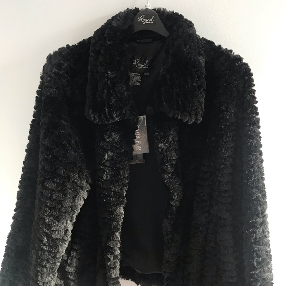 Regal Black Faux Fur Shaggy Plush Winter Coat - Picture 14 of 15